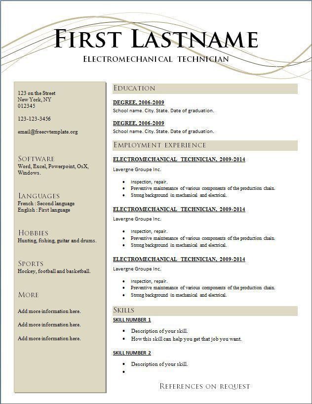 download free resume templates word
